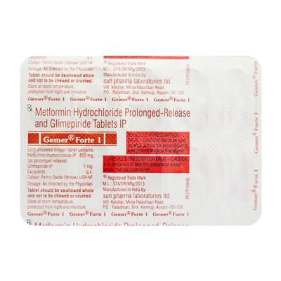 Gemer Forte 1mg Tablet 10'S - Diabetes-Ant