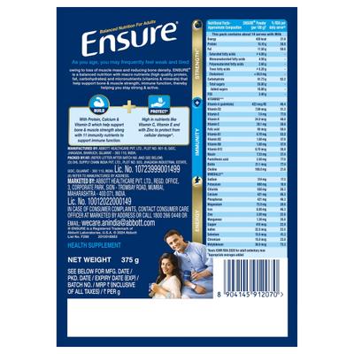 Ensure Nutritional Powder - (Refill Pack) Chocolate Flavour 375 g - Daily Health Drinks