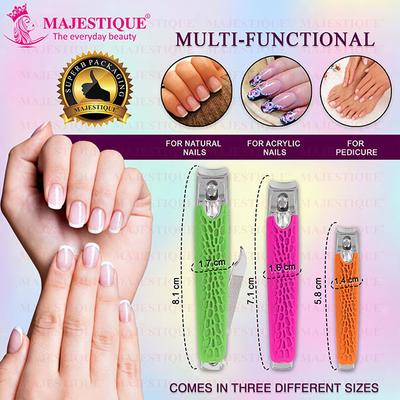 Majestique Nail Clippers Set, Sharp Stainless Steel, Fingernail and Toenail Cutter- Multicolor 1's - Body Scrubbers & Brushes