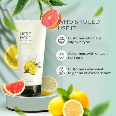 The Face Shop Herb Day 365 Master Blending Foaming Cleanser Lemon & Grapefruit 170ml - Face Scrubs