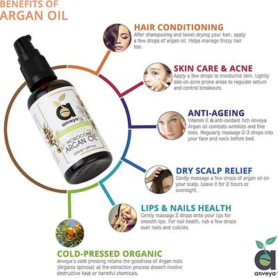 Anveya Moroccan Argan Oil, Cold - Pressed Organic 50 ml - Carrier Oils