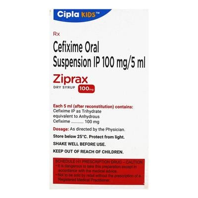 Ziprax Strawberry Flavour 100mg Dry Syrup 30ml - Bacterial Infections-Cep