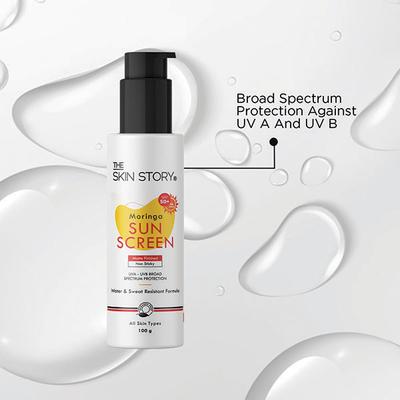 The Skin Story SPF 50+ Sunscreen - Moringa 100 gm - Face Sunscreen