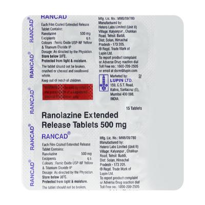 RANCAD 500mg Tablet 15's - Angina