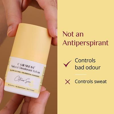 Carmesi Natural Deodorant Roll-On for Women, Controls Sweat & Odour All Day, Citrus Sea 50 ml - Women Deodorants/Roll-Ons