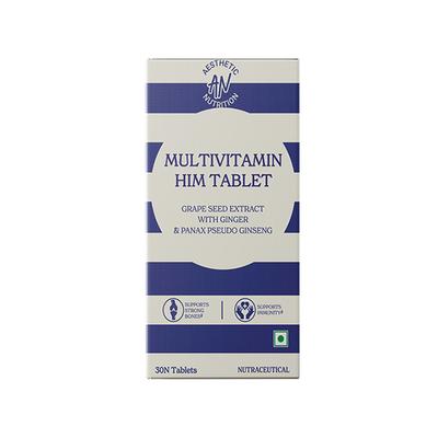 Aesthetic Nutrition Multivitamin Him With Grape Seed Extract, Ginger, And Panax Pseudo Ginseng For Energy, Vitality 30 Tablets 1's - Multi-Vitamins