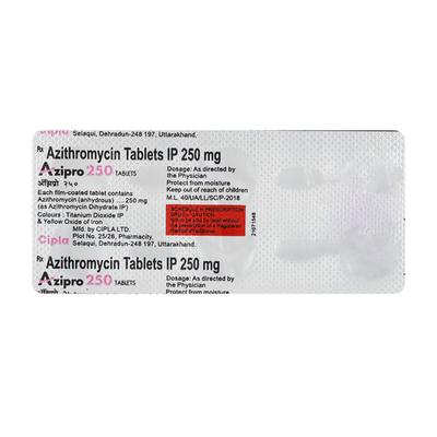 Azipro 250mg Tablet 6'S - Bacterial Infections-Mac