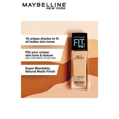 Maybelline New York Fit Me Matte+Poreless Liquid Foundation, 322 Natural Tan 30 gm - Foundation