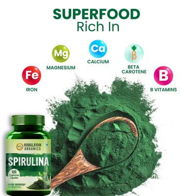 Himalayan Organics Spirulina Vegetarian capsule 120's - Herbal Dietary Supplement