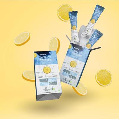 Briyo Daylift Hydration + Energy Electrolyte Drink Mix Sugar Free Sachets - Litro Lemon Flavour (Pack of 10 x 8 g) - Nutritional Supplement