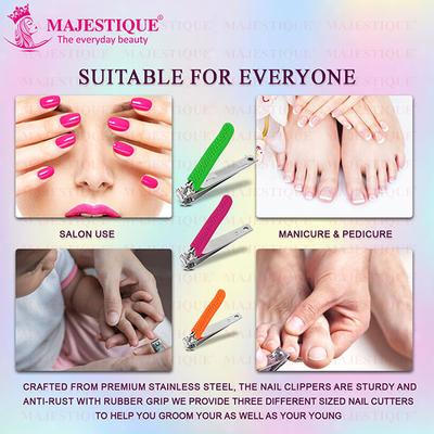 Majestique Nail Clippers Set, Sharp Stainless Steel, Fingernail and Toenail Cutter- Multicolor 1's - Body Scrubbers & Brushes