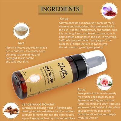 Globus Naturals Skin Brightening Rice Water Foaming Face Wash 150 ml - Face Wash & Cleansers