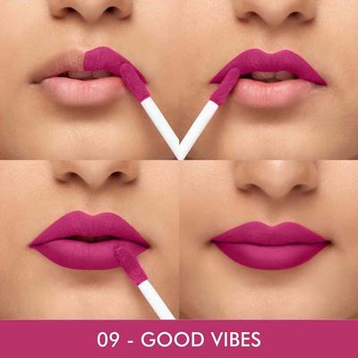Beauty People Showstopper Liquid Lip Color with Spf 15 and Vit E 09 Good Vibes 4 ml - Liquid Lipsticks
