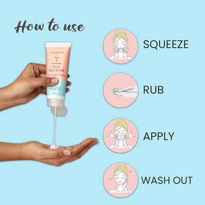 Glamveda Rice & Ceramide Korean Glass Skin Face WashFor Dry, Sensitive & Combination Skin Types 100 ml - Face Wash & Cleansers