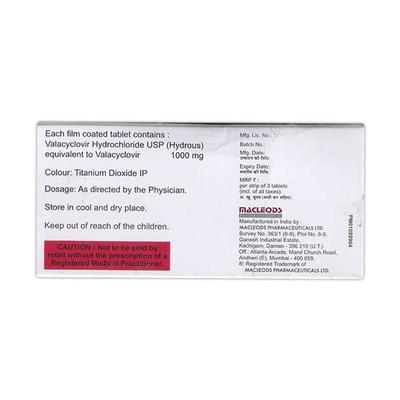 Valamac 1000mg Tablet 3'S - Viral infections-Ant