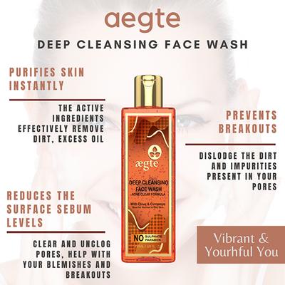 Aegte Deep Cleansing Face Wash With Acne Clear Formula 100 ml - Face Wash & Cleansers