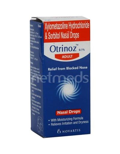 Otrinoz 0.1% Adult Nasal Drops 10ml - Nasal Congestion-Nas