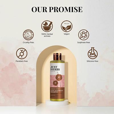 Just Herbs Hibiscus + Vetiver Antidandruff Shampoo Paraben Free 200ml - Shampoos
