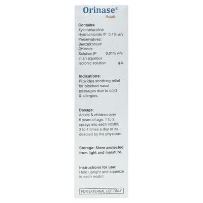 Orinase Adult Nasal Spray 10ml - Nasal Congestion-Nas