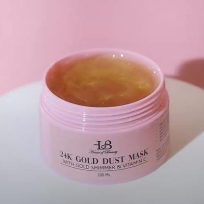 House of Beauty 24K Real Gold Dust Face Mask-Bridal Party Instant Glow with Niacin& Vit-C 100ml - Face Mask