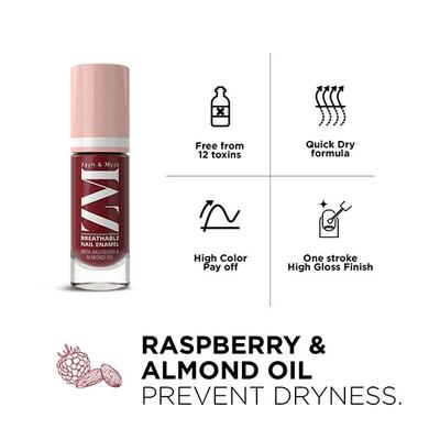 Zayn & Myza Breathable Nail Enamel With Raspberry & Almond Oil, Red Velvet 6 ml - Nail Polish