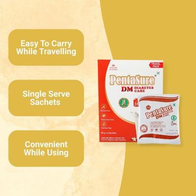 PentaSure DM Diabetic Care Protein Powder - Vanilla Flavour (Travel Pack Sachet of 3 x 50 gm) - Diabetes (Fitness)