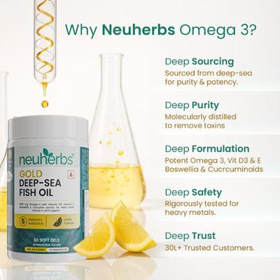 Neuherbs Gold Deep-Sea Fish Oil Capsules 60's - Omega Fish Oil Fatty Acids
