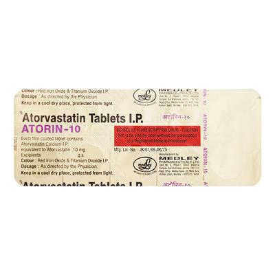 Atorin 10mg Tablet 10'S - High Cholesterol-Dys