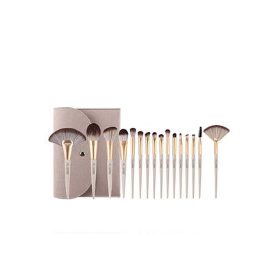 Allure Beige Pro makeup brush (set of 16) with suede Pouch 1's - Face Brush