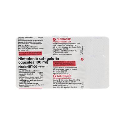 NINDANIB 100 Soft Gelatin Capsule 10's - Idiopathic Pulmonary Fibrosis