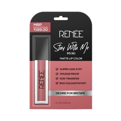 Renee Stay With Me Mini Matte Lip Color, Desire For Brown 2 ml - Liquid Lipsticks