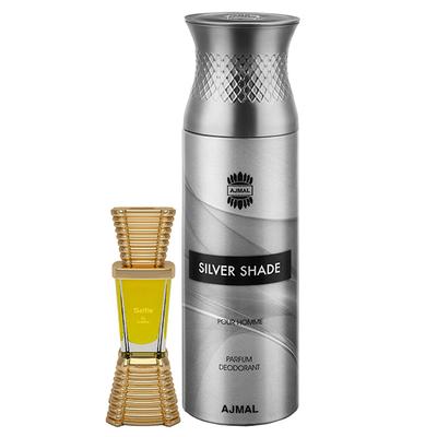 Ajmal Selfie Concentrated Perfume Oil Woody Aromatic And Silver Shade Homme Deodorant Citrus Woody Fragrance 210 ml - Men Perfumes (Edt/Edp)
