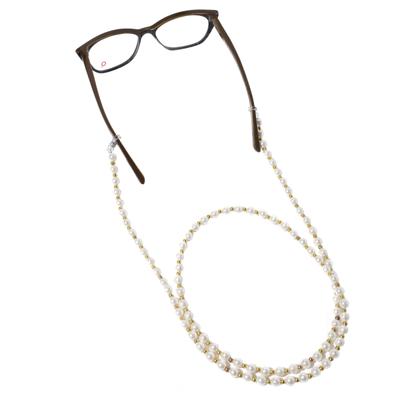 Modisch White Pearls With Small Golden Beads Sunglasses Chain (JC-1408-Golden) 1's - Wearables Sunglasses