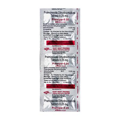 Pramipar 0.25mg Tablet 10'S - Parkinsonism-Ana