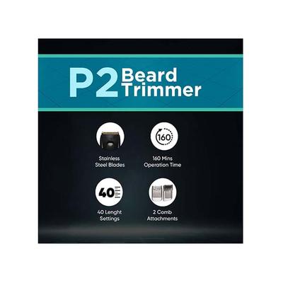 Vega P2 Beard Trimmer for Men with 160 Mins Runtime, Titanium Blades & 40 Length Settings, Battery Powered, Corded Electric, (VHTH-26) 1's - Trimmers