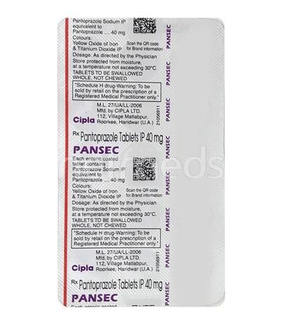 Pansec 40mg Tablet 15'S - Ulcer/Reflux/Flatulence-Aaa