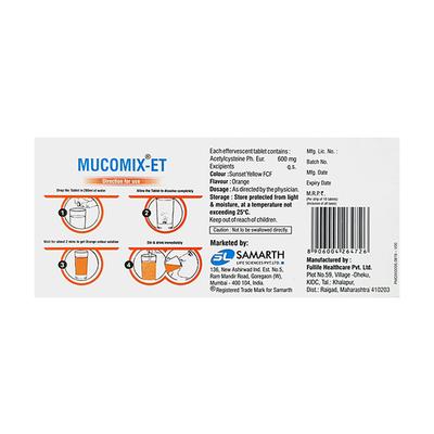 Mucomix ET Sugar Free Orange Flavour Effervescent Tablet 10's - Cough And Cold-Cou