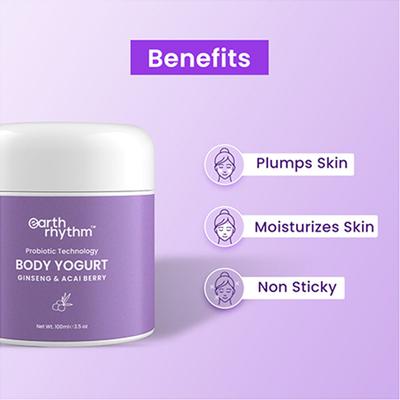Earth Rhythm Ginseng & Acai Berry Body Yogurt 180 gm - Body Butter