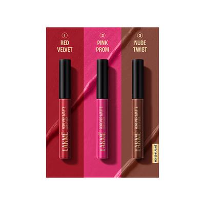 Lakme Liquid Lipstick Trio- All Day Looks, Forever Matte, Light-Weight 3's - Liquid Lipsticks