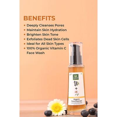 Organic Harvest Brightening Face Cleanser Kakadu Plum,Acai Berry & Rice Water Enriched With Vitamin C 150 ml - Face Wash & Cleansers