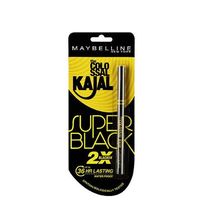 Maybelline New York Colossal Kajal, 2X Super Black 36 HR Lasting Water Proof 260.35 gm - Kajal & Kohls