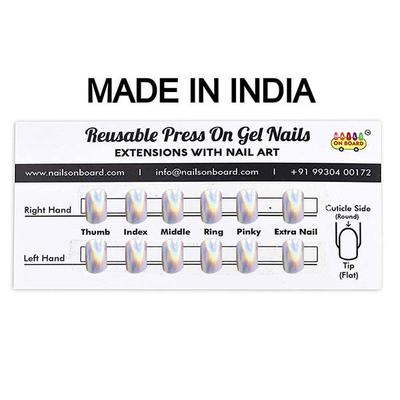 Nails On Board Handmade Press On Gel Nails- Holographic Liliac X Small 50 gm - Nail Care