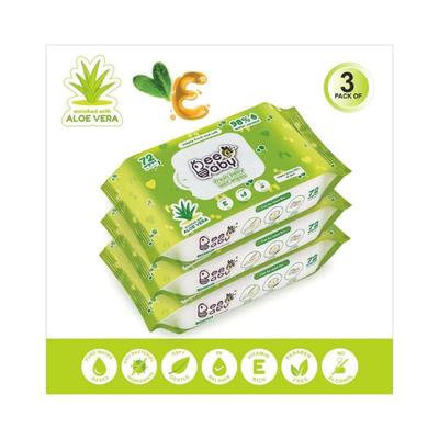 Beebaby Fresh Baby Wet Wipes Contains Aloe Vera 72 Wipes each 3's - Cotton Buds & Balls
