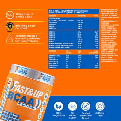 Fast&Up BCAA Supplement Powder - Blueberry Flavour 450 gm - Bcaa Supplements