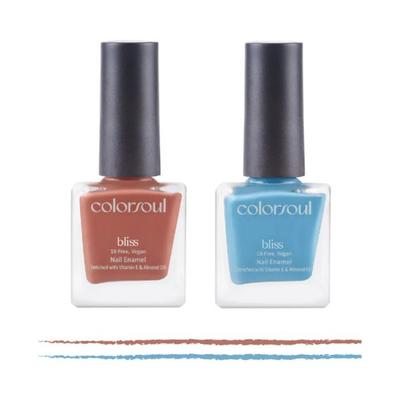 Colorsoul Bliss Vegan Nail Enamel, Rich Souffle, Icey Blue, B13, B20 (Pack of 2 x 8 ml) 1's - Nail Polish