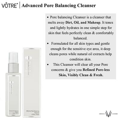 Votre Advanced Pore Balancing Cleansor 100ml - Face Wash & Cleansers