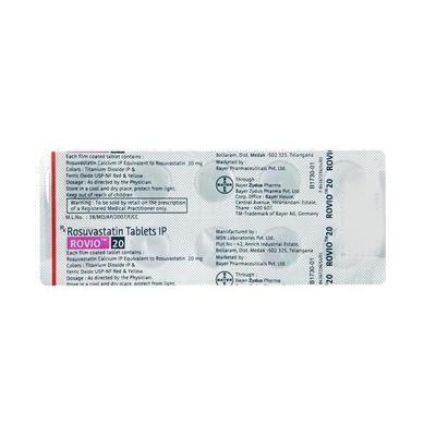 Rovio 20mg Tablet 10'S - High Cholesterol-Dys