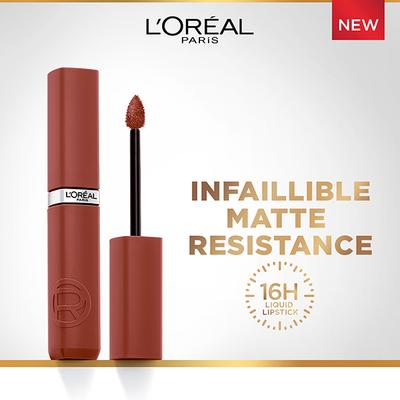 Loreal Paris Infallible Matte Resistance Liquid Lipstick, Lazy Sunday 150 5 ml - Liquid Lipsticks