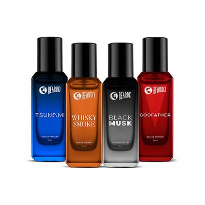 Beardo Assorted Perfume for Men Whisky Smoke, Godfather, Tsunami and Black Musk 4 x 20ml 1's - Men Perfumes (Edt/Edp)