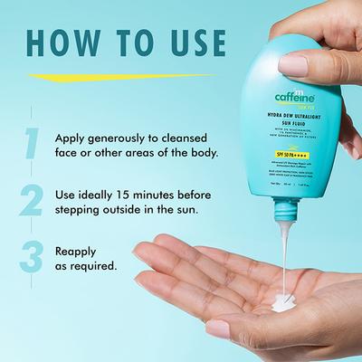 Mcaffeine Hydra Dew Ultralight Sun Fluid SPF 50 PA++++ UVA, UVB Blue Light Protection 50 ml - Body Sunscreen